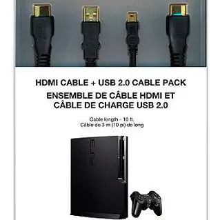 image #0 of ערכת כבל HDMI וכבל USB לפלייסטיישן 3