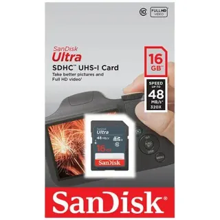 image #2 of כרטיס זכרון SanDisk Ultra 320x Secure-Digital SDHC SDSDUNB-016G - נפח 16GB