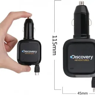 image #2 of מטען עם כבל נגלל לרכב Discovery Micro USB 3.5A