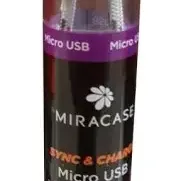 image #1 of כבל סנכרון וטעינה ניילון Miracase למכשירים בעלי חיבור מיקרו USB באורך 1 מטר - צבע אפור/שחור