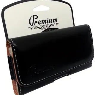 image #0 of כיסוי חגורה אוניברסלי אופקי לסמארטפונים עד 6.3 אינטש Premium Leather - צבע שחור
