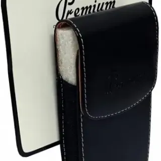 image #0 of כיסוי חגורה אוניברסלי אנכי לסמארטפונים עד 4 אינטש Premium Leather - צבע שחור