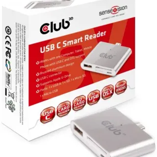 image #0 of קורא כרטיסים Club3D USB Type-C OTG Smart Reader CSV-1590