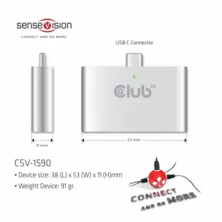 image #6 of קורא כרטיסים Club3D USB Type-C OTG Smart Reader CSV-1590
