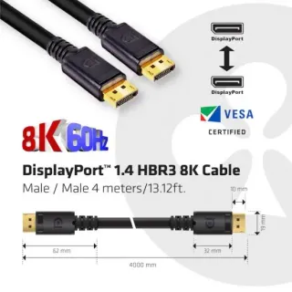 image #3 of כבל מחיבור DisplayPort לחיבור DisplayPort 1.4 HBR3 8K60Hz באורך 4 מטרים Club3D CAC-1069B