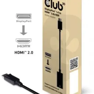 image #0 of מתאם Club3D Active CAC-1080 מחיבור DisplayPort 1.4 זכר לחיבור HDMI 2.0b 4K60Hz UHD/3D HDR נקבה 