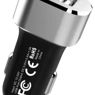 image #1 of מטען כפול לרכב עם כבל מיקרו-Miracase 3.4A USB צבע כסוף/שחור