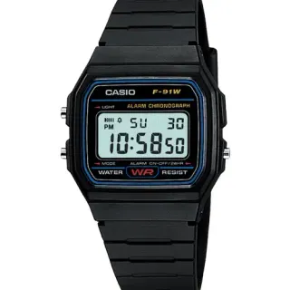 image #0 of שעון יד דיגיטלי קלאסי עם רצועת סיליקון שחורה Casio F-91W-1DG - שחור