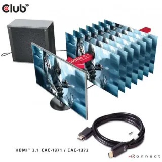 image #3 of כבל HDMI 2.1 4K120Hz/8K60Hz UHD/3D זכר באורך 2 מטר Club3D Ultra High Speed CAC-1372