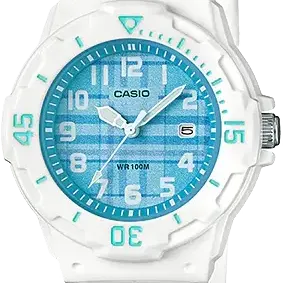 image #0 of שעון יד אנלוגי לנשים עם רצועת סיליקון לבנה Casio LRW-200H-2CVDF - לבן / כחול