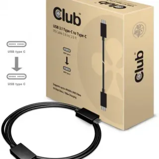 image #0 of כבל Club3D CAC-1522 בחיבור USB 3.1 Type-C זכר 10Gbps 4K60Hz UHD/3D PD 100W באורך 0.8 מטר