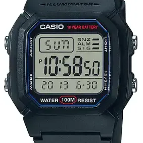 image #0 of שעון יד דיגיטלי עם רצועת סיליקון שחורה Casio W-800H-1AVDF 