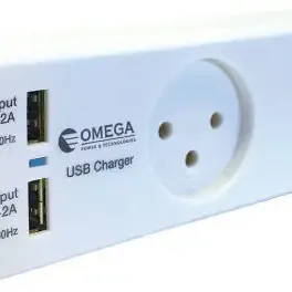 image #0 of רב שקע Omega בעל 2 יציאות עם 2 חיבורי USB