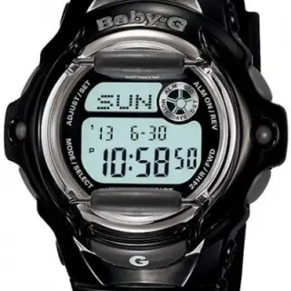 image #0 of שעון יד דיגיטלי עם רצועת סיליקון שחורה Casio Baby-G BG169R-1 - כסוף