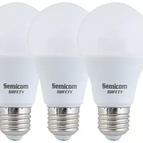 image #0 of שלישיה נורות לד בגוון אור יום (לבן) Semicom SAFETY E27 A60 10W