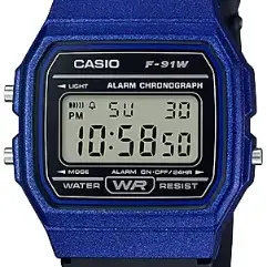 image #0 of שעון יד דיגיטלי קלאסי עם רצועת סיליקון שחורה Casio F-91WM-2ADF - כחול 