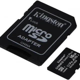image #0 of כרטיס זיכרון עם מתאם Kingston Micro SDHC Canvas Select Plus UHS-I SDCS2/16GB - נפח 16GB