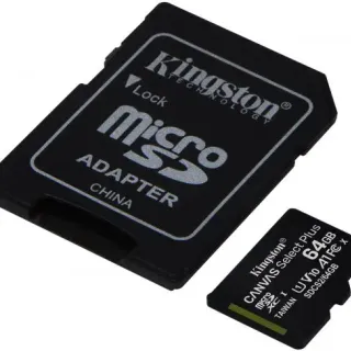 image #0 of כרטיס זיכרון עם מתאם Kingston Micro SDXC Canvas Select Plus UHS-I SDCS2/64GB - נפח 64GB