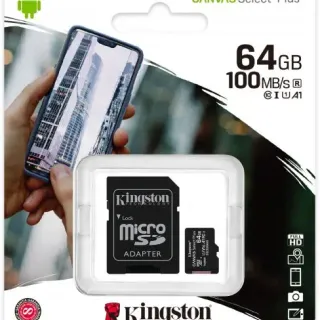 image #2 of כרטיס זיכרון עם מתאם Kingston Micro SDXC Canvas Select Plus UHS-I SDCS2/64GB - נפח 64GB