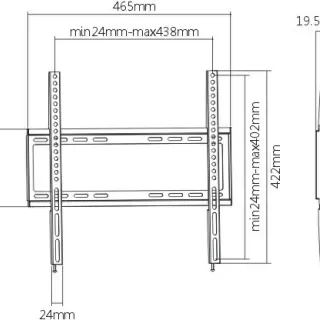 image #1 of מתקן תלייה צמוד קיר למסכים בגודל 32 עד 55 אינטש Brateck KL22-44F