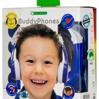 image #1 of אוזניות לילדים מתקפלות עם הגבלת ווליום ומיקרופון BuddyPhones Connect - צבע כחול