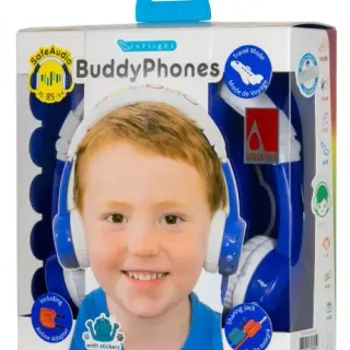 image #1 of אוזניות לילדים מתקפלות עם הגבלת ווליום BuddyPhones InFlight- צבע כחול