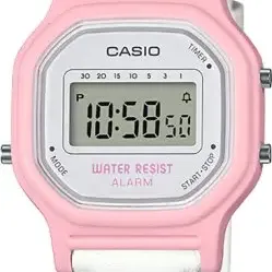 image #0 of שעון יד דיגיטלי עם רצועת עור לבנה Casio LA11WL-4ADF - ורוד 