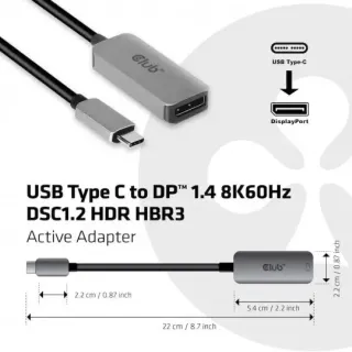 image #2 of כבל Club3D CAC-1567 בחיבור USB 3.1 Type-C זכר לחיבור DisplayPort נקבה