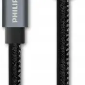 image #0 of כבל סנכרון וטעינה USB מסוג Philips C אורך 1.2 מטר - צבע שחור דמוי עור