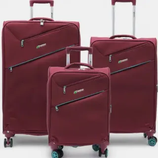 image #0 of סט 3 מזוודות קלות מבד 20+24+28 American Travel  - צבע אדום/טורקיז